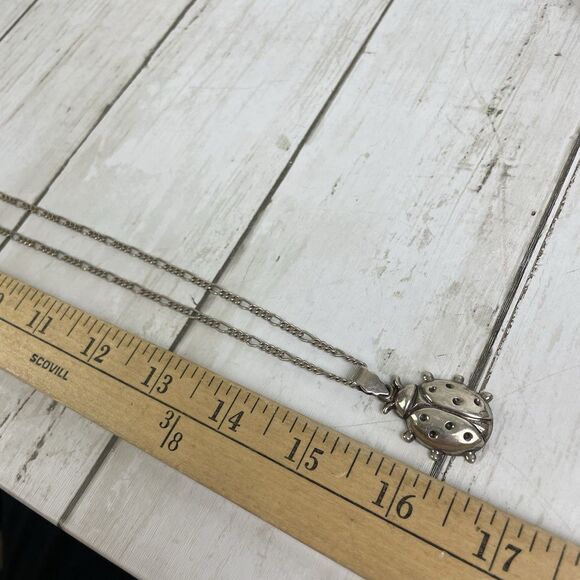 Ladybug Charm Pendant Necklace-925 Sterling Silver Thailand -On 30” Chain - Picture 7 of 7